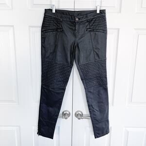 Free People Faux Leather Skinny Moto Pants in Black